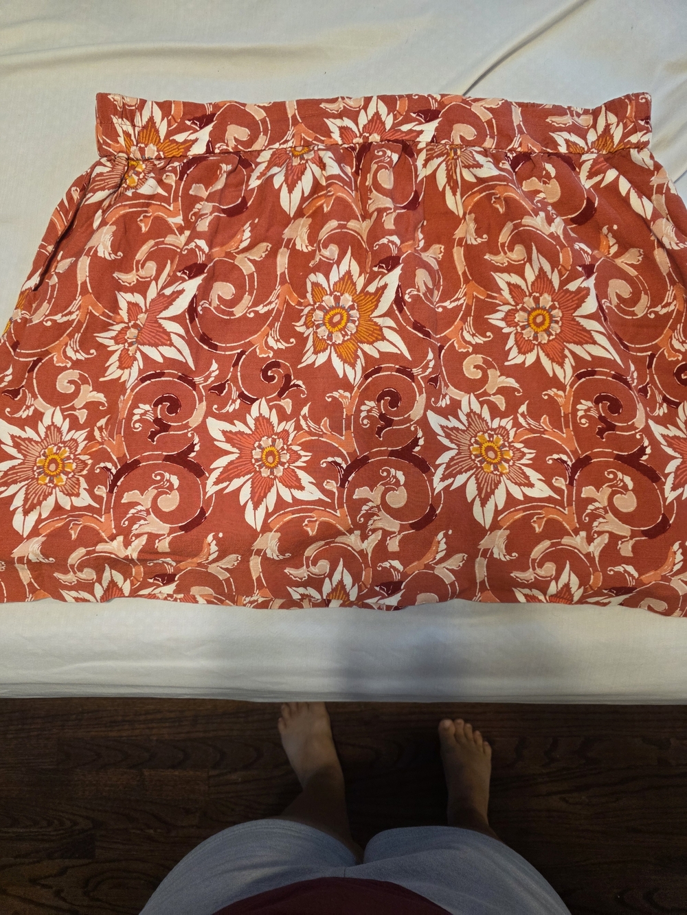 Women's Floral Printed Rust Orange Skirt